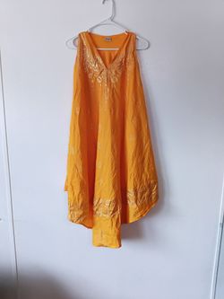 Laddi One Size Fits All V-Neck High-Low Dress with Gold Accents