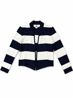 Anne Klein Navy & Cream Striped Cardigan - Size Medium