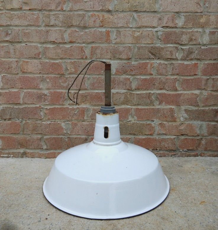Vintage Industrial Enamel Pan Light Fixture