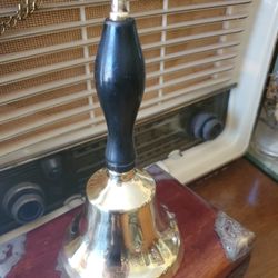 7.5" Vintage Traditional Handheld Brass/Wood Schoolhouse Bell 