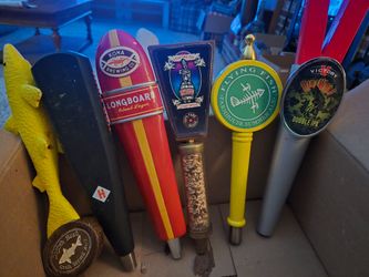 6 different beer taps