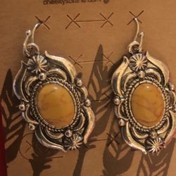 Shenandoah Mustard Stone Silver Earrings 