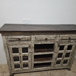Mexican rustic wood Console With Drawers