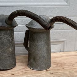 Antique Galvanized 2 Quart Oil Cans