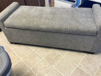Gray Upholstered Storage Ottoman Bench – $35