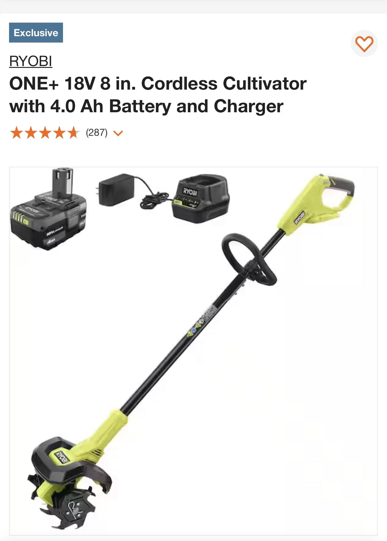 Ryobi Battery Powered Cultivator