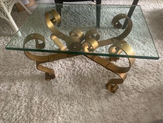 Designer gold iron scrolled coffee table