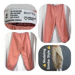NWT Primark 100% Cotton Coral Drawstring Baggy Parachute Pants Joggers SZ S 6-8