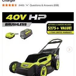 RYOBI 40V HP Brushless 20 in. Cordless Battery Walk Behind Push Lawn Mower with 6.0 Ah Battery and Charger