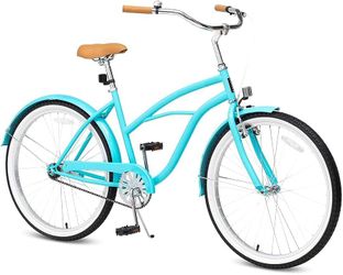 28-135 ACEGER 24 26 Inch Women Beach Cruiser Bike, Single Speed and 7 Speed, Adult Hybrid Bike Commuter Bicycle, Hi-Ten Steel Frame with Adjustable Ha