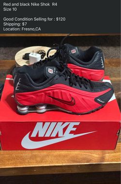 Red and black Nike Shok R4