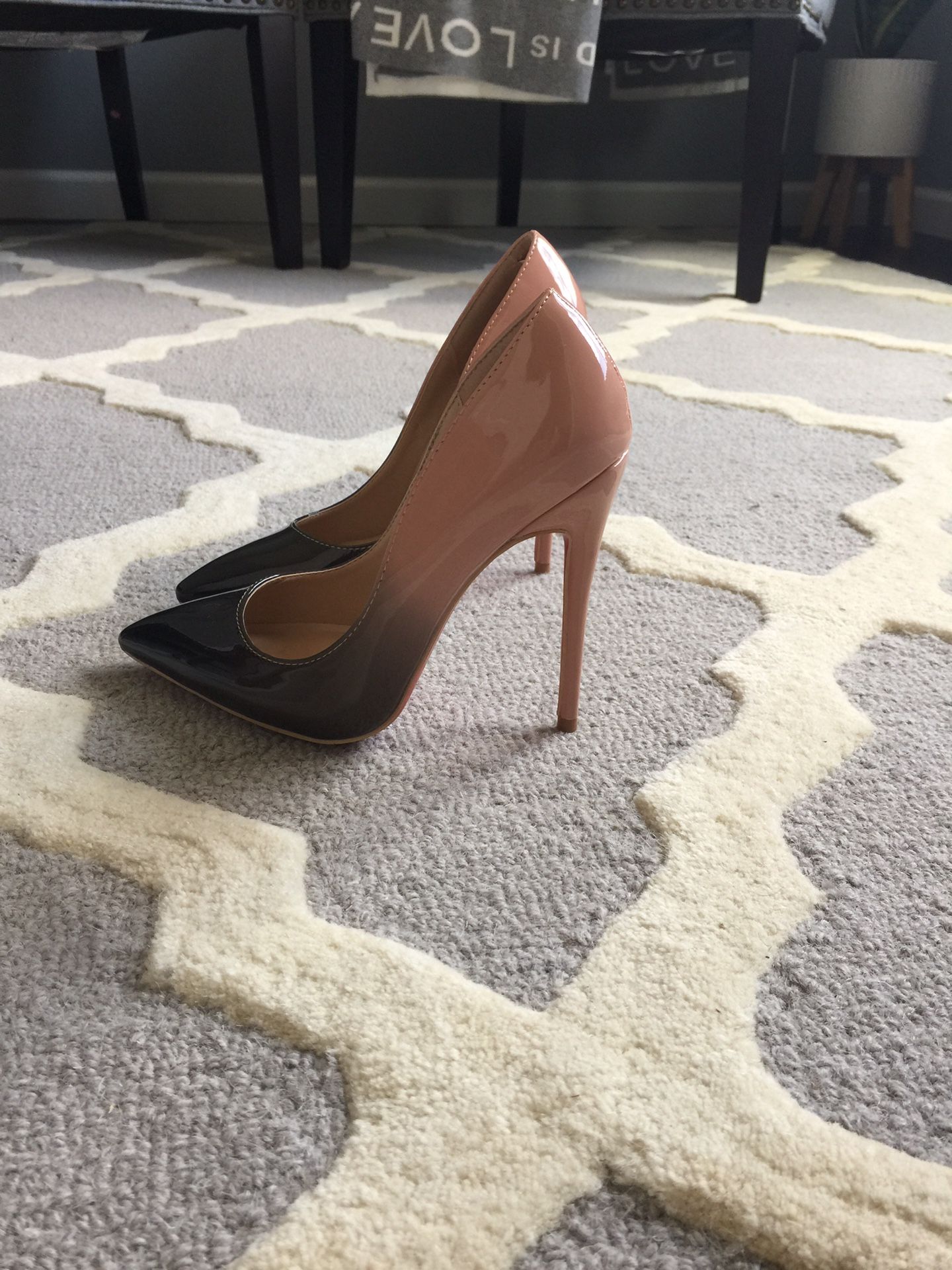 Nude & Black Stiletto Woman Heels