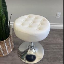 Furniliving Mid-Century Tufted Adjustable Swivel Makeup Ottoman Stool; Modern Big Size Round Vanity