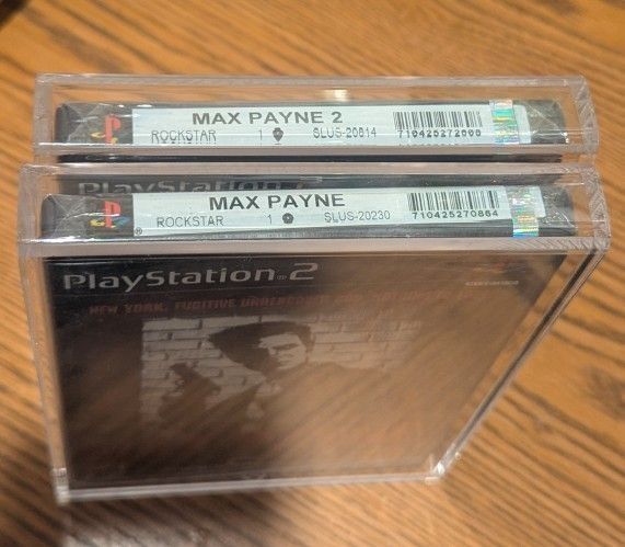 Max Payne 1 & 2 PS2 Brand New Sealed w/ Acrylic Protector Cases