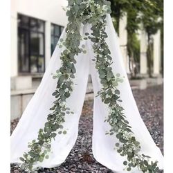 8 Pcs /Artificial Eucalyptus Vine Plant Real Texture Fake Green Hanging Plant Wedding Courtyard Garden Home Party Wall Decoration
