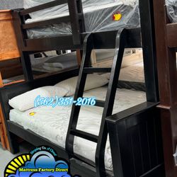 Twin Full Black Bunk Bed With Mattresses Colchones 