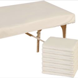 25 Pack Microfiber Massage Table Sheets Soft Massage Table Cover Reusable Spa Bed Sheets Salon Protective Cover Fitted(Beige)