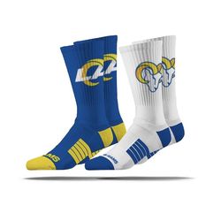 Los Angeles Rams Adult 2-Pack Crew Socks Brand New