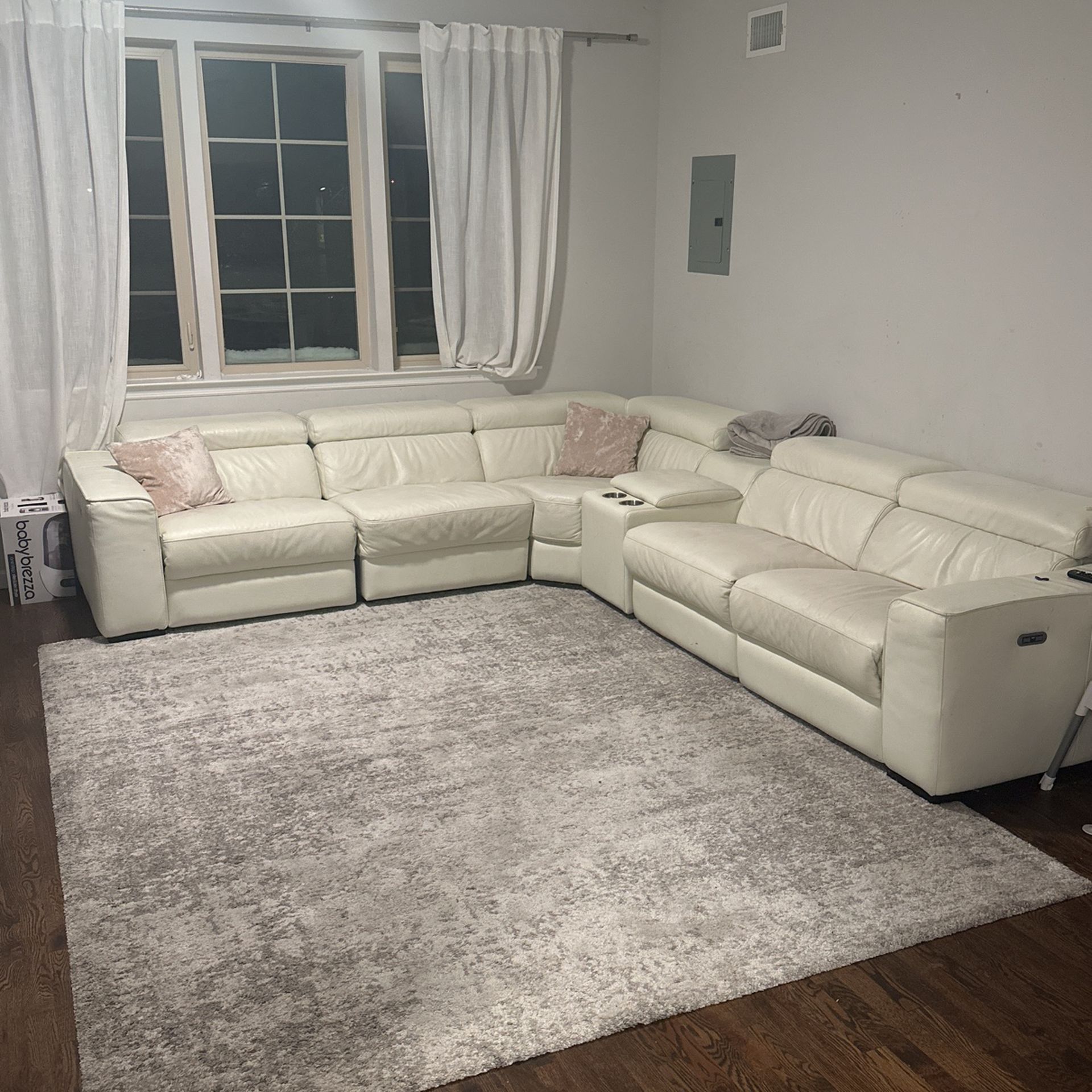 White Leather Sectional