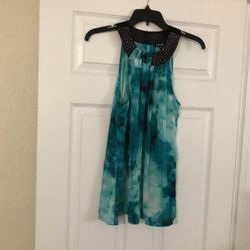 Apt 9 Summer Top. Size M. Teal Mixture W Black Beaded Neckline