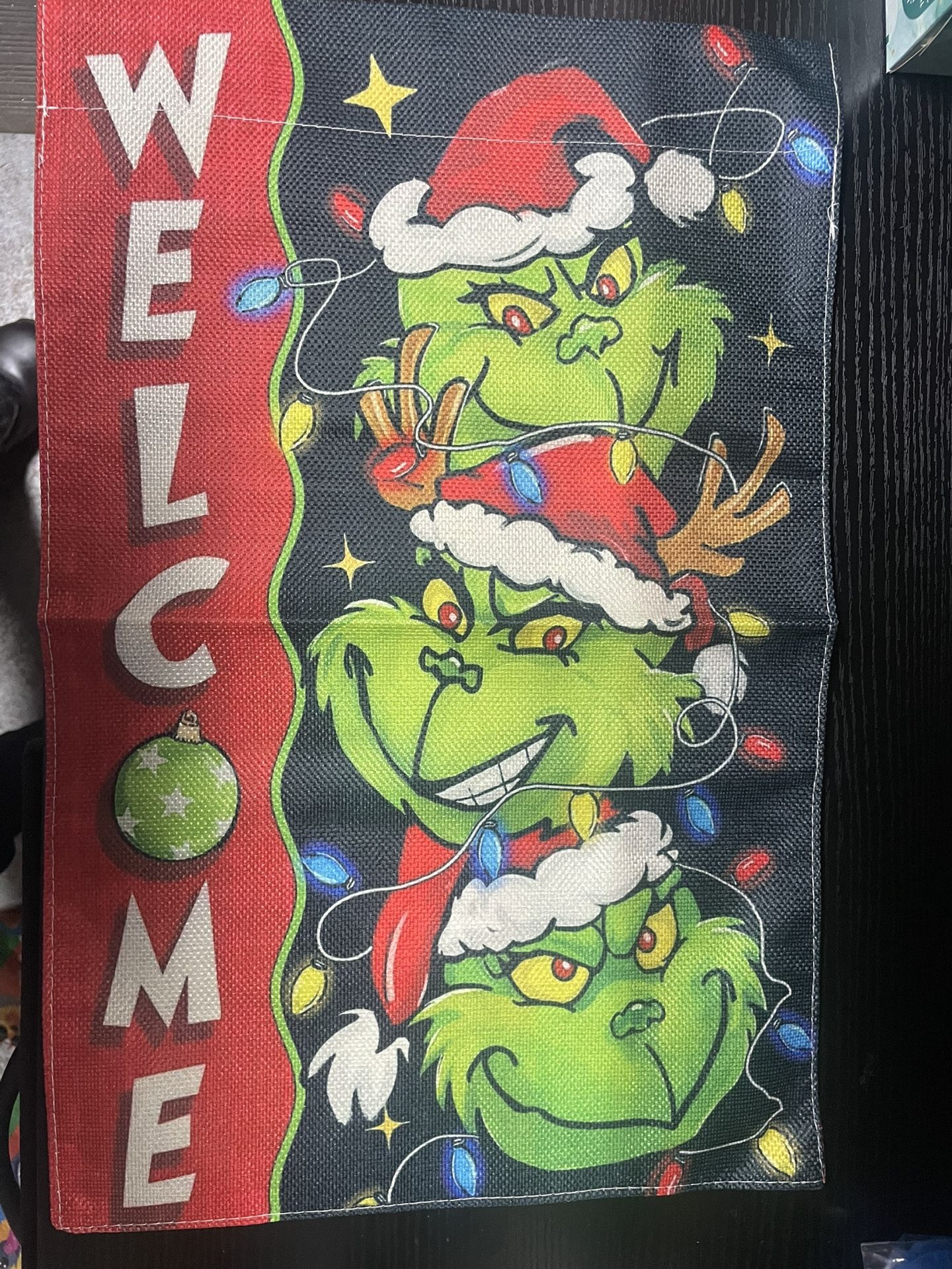 NEW - Christmas Welcome Grinch garden flag - 12” x 18”