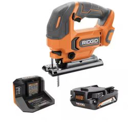 RIDGID 18V Cordless Jig Saw Kit with 2.0 Ah Lithium-Ion Battery and Charger