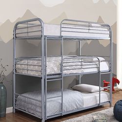 Brand New Silver Twin Size Triple Bunk Bed 