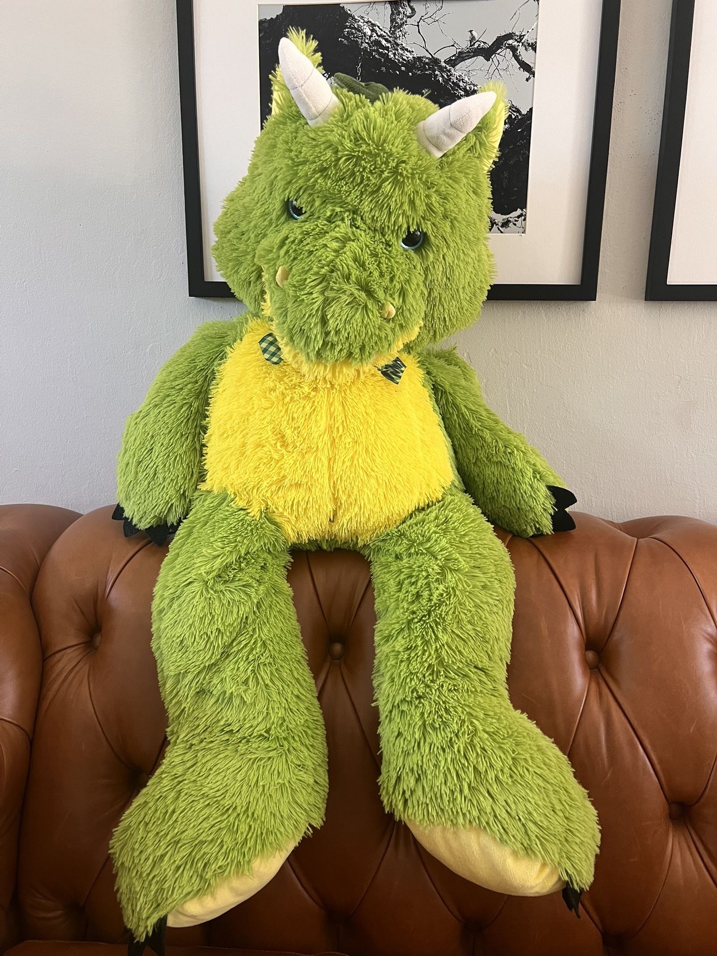 Peek-A-Boo Toys Large Cute Dragon Plush Stuffed Animal Green Yellow 32”