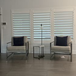 West Elm Accent Chairs with Marble Side Table – Modern Set