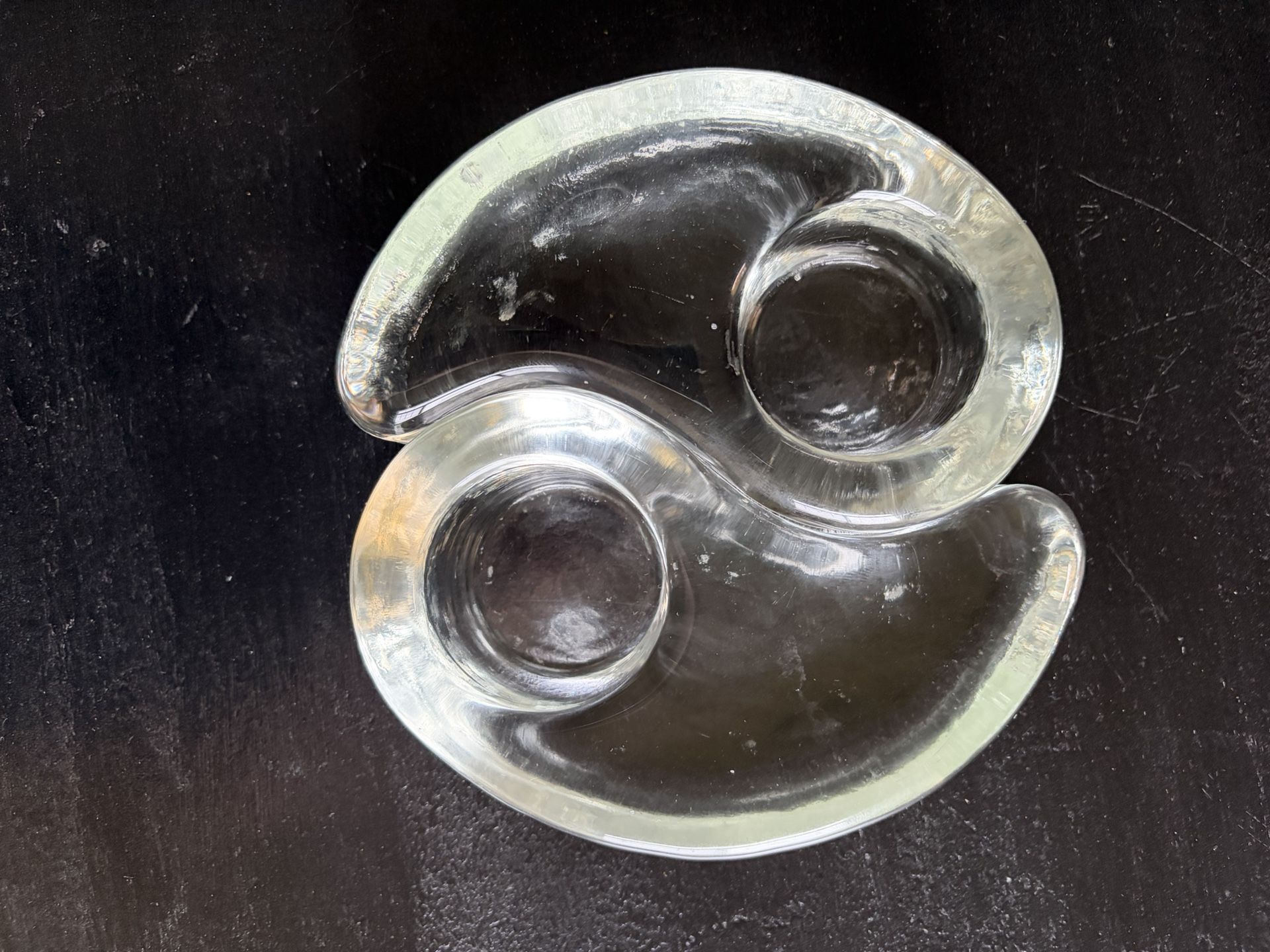 Glass Yin Yang Tea Light Candle Holder