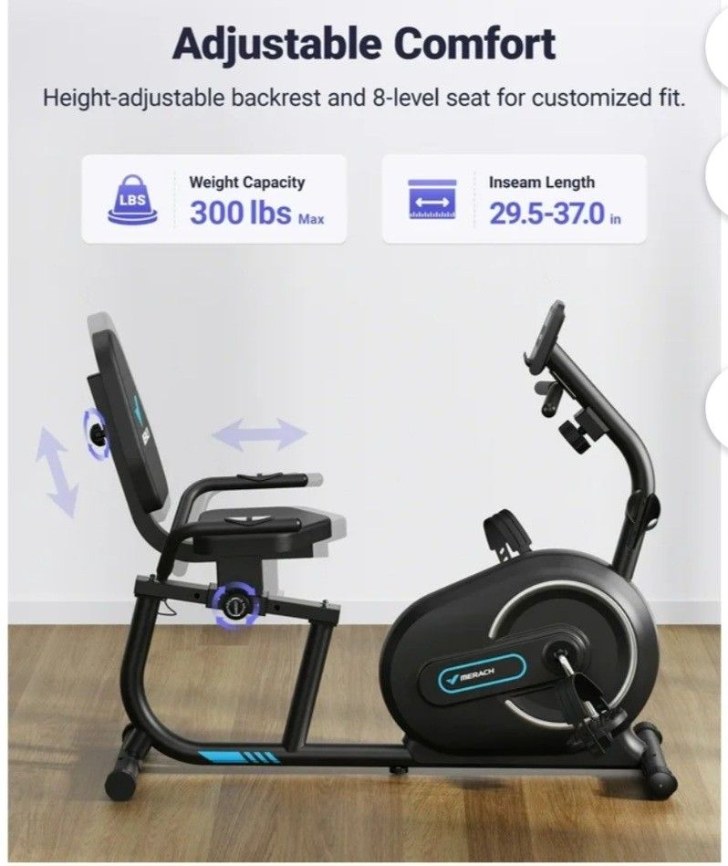 Recumbent Exercise Bike for Home with Smart Bluetooth and Exclusive App Connectivity, LCD, Heart Rate Handle, Magnetic Recumbent Bikes S08/S23
