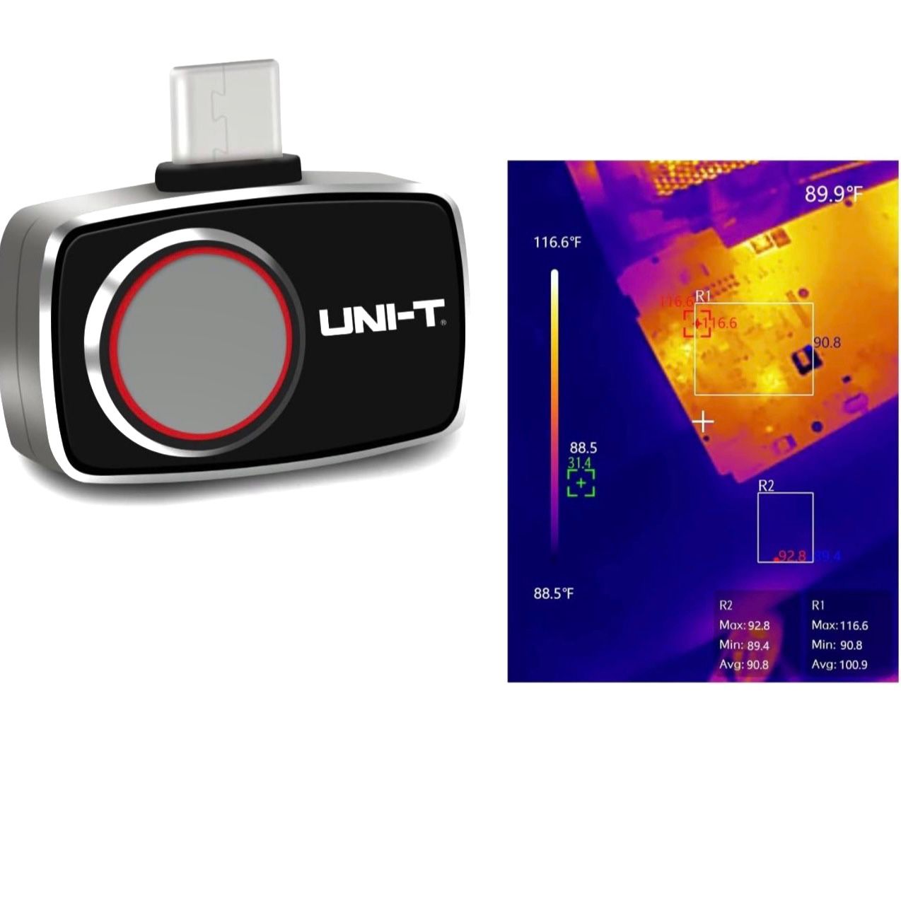 UNI-T Thermal Camera Android USB-C 256×192 IR High Resolution Infrared Cameras Thermal Imaging Camera for Smartphones, Thermal Imager 7 Palettes 25Hz