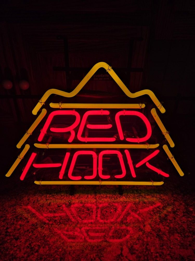 2 Color Neon Red Hook Beer Sign