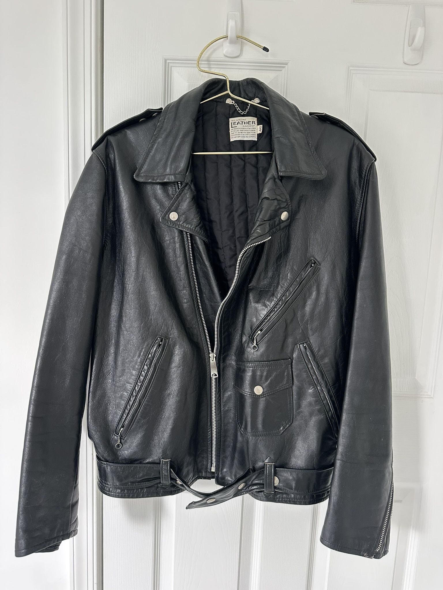 Genuine Leather Motorcycle Jacket Size 46