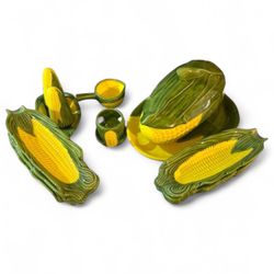 16 Pc Corn King Casserole Serving Platter Butter Warmer S&P Shakers Corn Holders Vintage