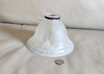 Pair of Frosted Swirl Glass Bell Lamp Shades - 7 In Wide - 1.5 In Fitter