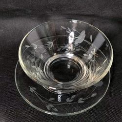 Vintage Princess House Heritage Crystal Condiment Bowl Plate Set