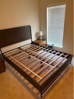 Solid Wood Queen Bed Frame and Headboard