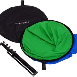 5 x 6.5 Ft Double Sided 2 In 1 Collapsible Chromakey Blue Green Screen With Stand