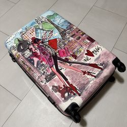 (2) Parisian Art Travel Bag - Pink Spinner Luggage 🧳 Suitcase