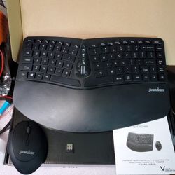 Wireless Mini Ergonomic Keyboard  with Portable Mouse