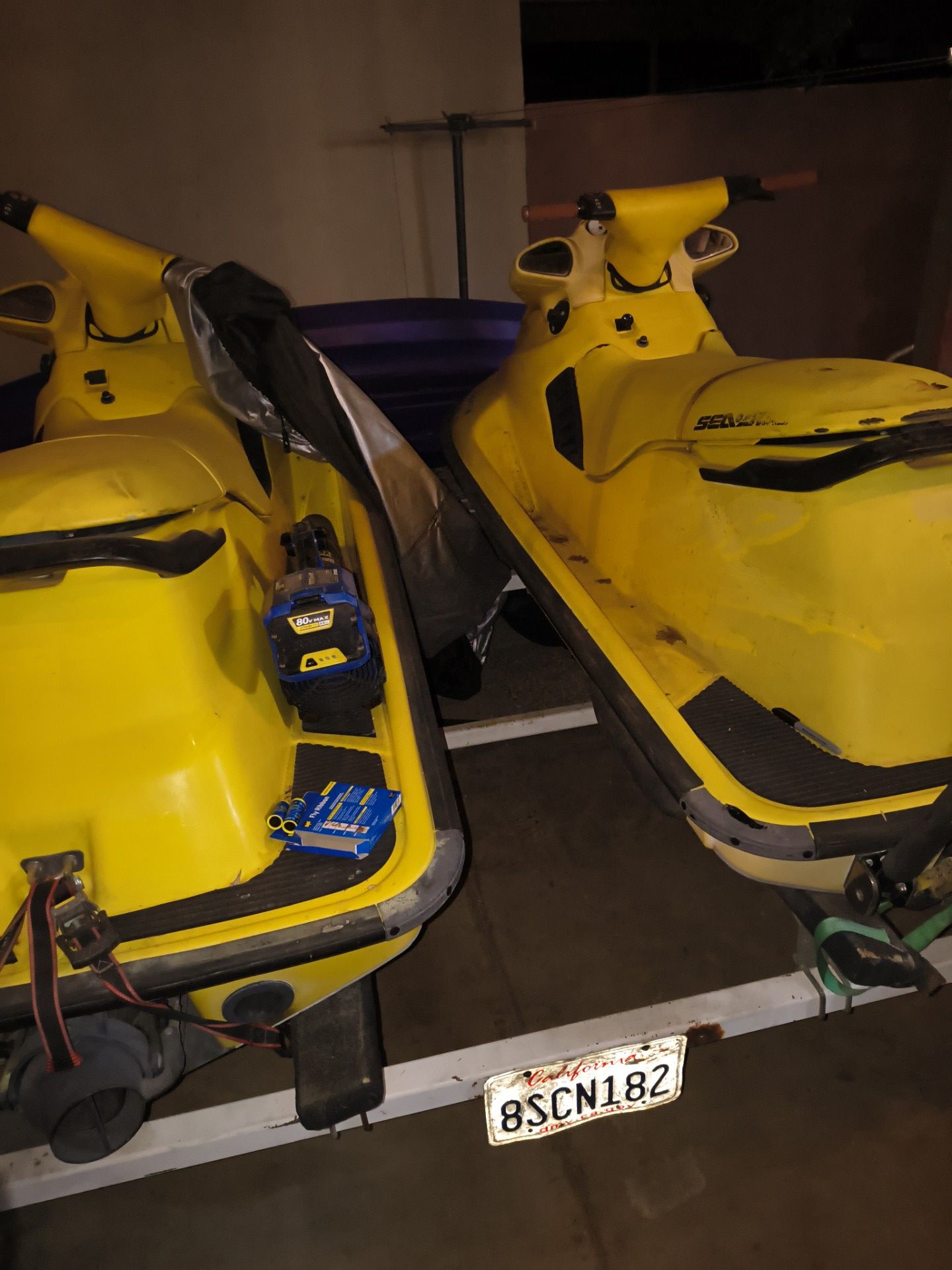 Pair of jet skis with the trailer