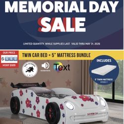 Twin Car Bed Sale With Mattress. 