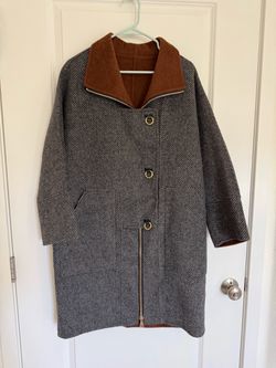 Women’s Gray and brown wool blend coat