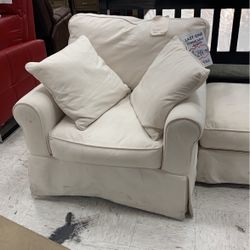 Whitlocke Fabric Slipcover Chair With Ottoman 