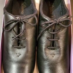 Women's Black Leather Split Sole Jazz/Tap Shoes Size 8.5