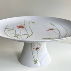 Vintage Prelude Tuscany Japan Pedestal Footed Cake Plate Delicate Orange Flowers Porcelain Tray