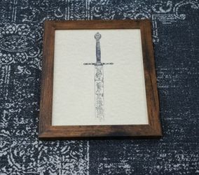 Framed Medieval Sword Parchment Art Print (8x10)