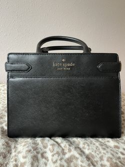 Kate Spade Staci Medium Satchel Black Saffiano Leather Purse