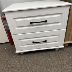 White Nightstand With 2 Drawers